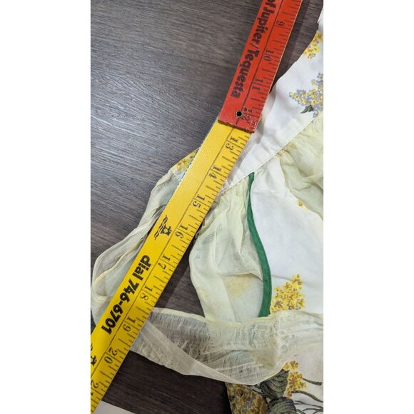 Vintage 1950s Floral Half Apron Yellow  Cotton Retro Kitchenware - Picture 8 of 8